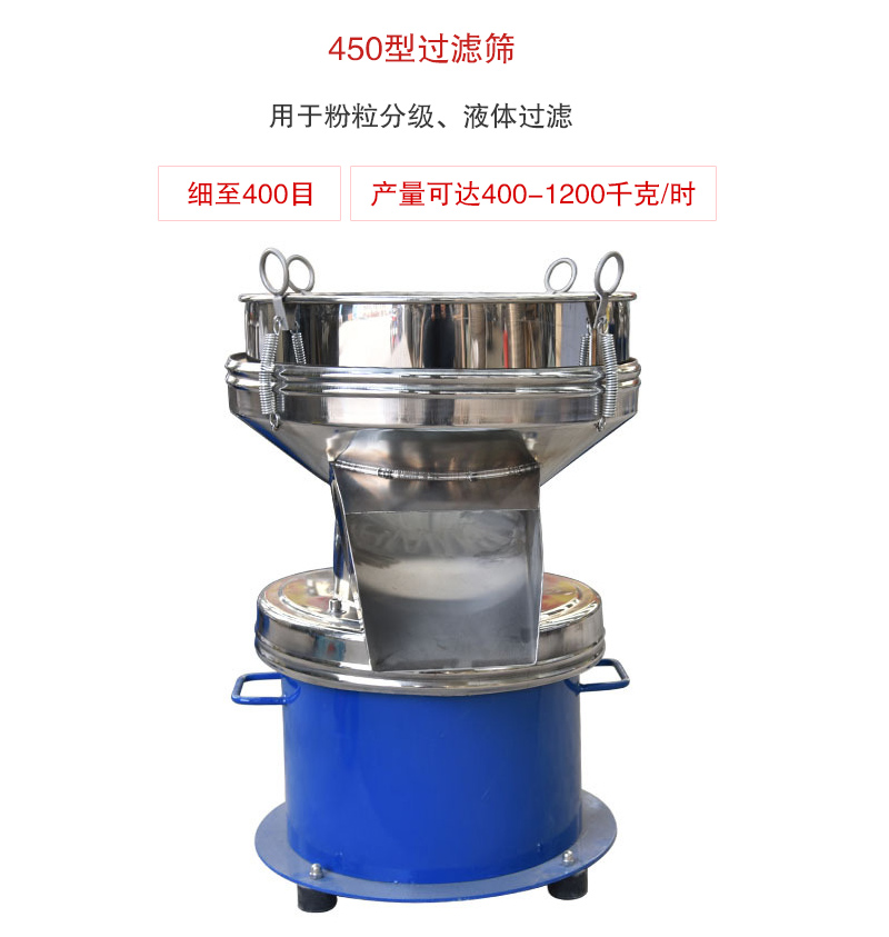 450型過濾篩用于粉粒分級(jí)、液體過濾